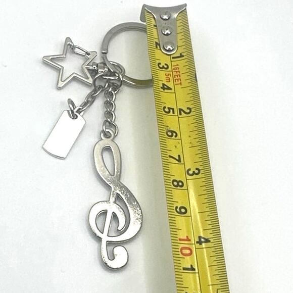 Music note keychain or star bag charm w/“find joy in the journey”silver tone NWT - Picture 3 of 3